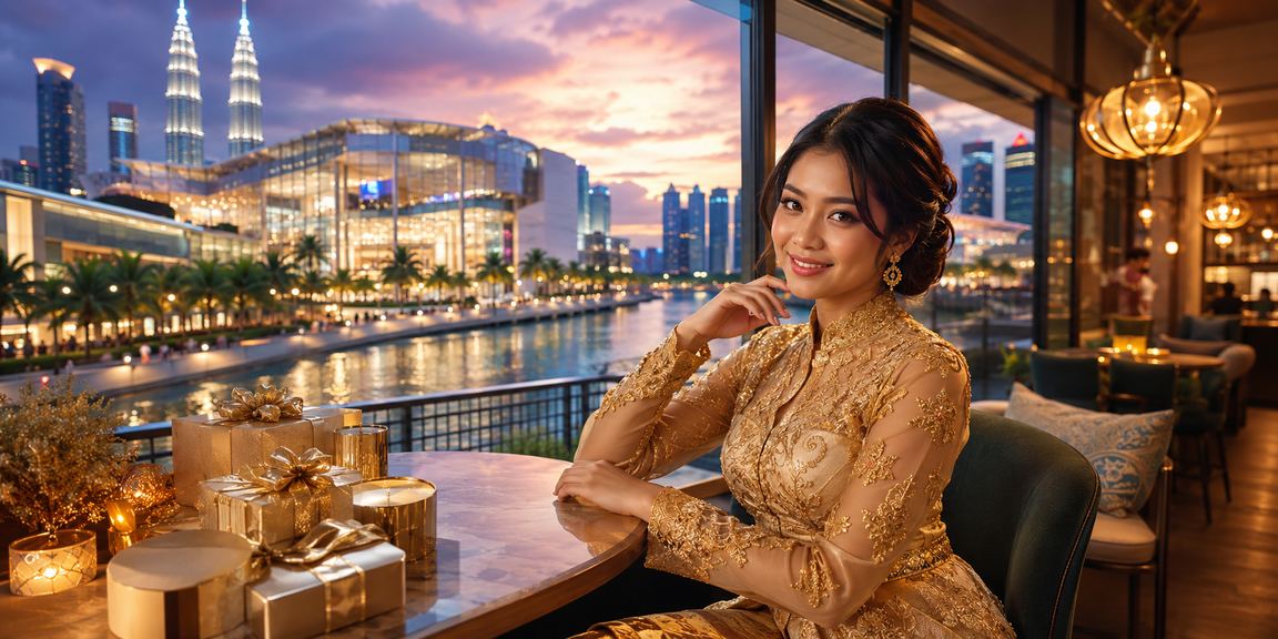 Proses deposit dan pembayaran dalam talian gaya Kuala Lumpur dengan pakaian kebaya